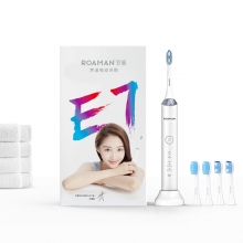 罗曼(ROAMAN)电动牙刷E7 无线感应式充电成人5档声波电动牙刷 智能敏感美白 白色