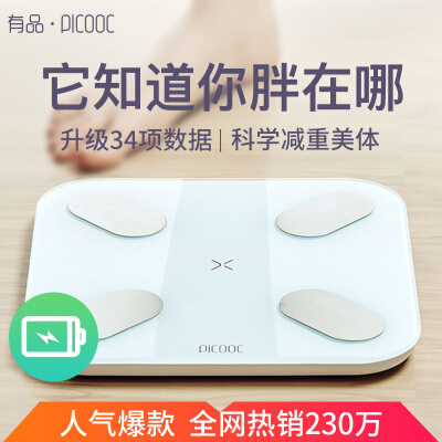 有品(PICOOC)mini魔秤 充电式家用高精准体脂秤 蓝牙智能APP电子人体体重秤 测脂肪仪健康瘦身减肥称